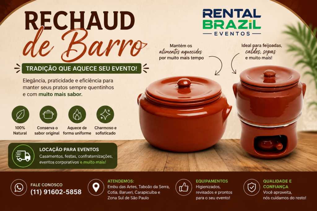 Aluguel de rechaud de barro